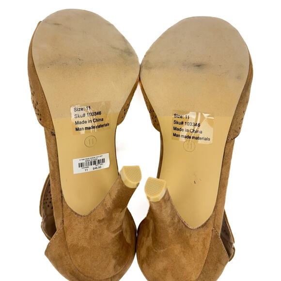 Torrid Faux Suede T-Strap Floral Cut Out Zip Stilleto Heel Sandals Sz 11 Boho - Picture 8 of 14